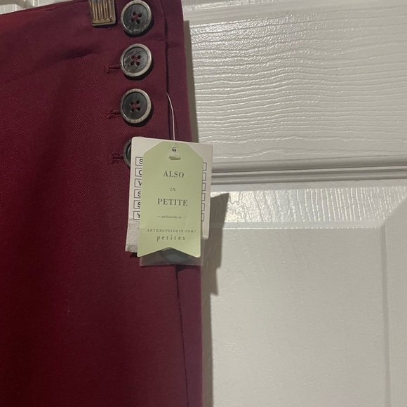 NWT Anthropologie Elevenses Burgundy The Brighten Wide Leg Pants - Picture 4 of 10